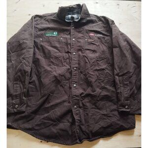 Carhartt Work Shirt Mens XL Brown Heavy Cotton Corporate Logo Button Up